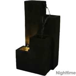 Sunnydaze Decor Sunnydaze Indoor Home Office Polyresin Faux Wooden Tiered Columns Tabletop Fountain With LED Lights - 13" -Furniture GUEST a79760aa a6fb 43a5 849a 4cc000bae782