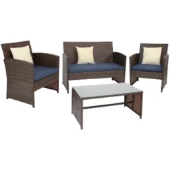 Sunnydaze Decor Sunnydaze Outdoor Ardfield Patio Conversation Furniture Set With Loveseat, Chairs, And Table - 4pc -Furniture GUEST a802123c 1373 46c6 b860 2956ee14278f