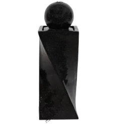Sunnydaze Decor Sunnydaze Outdoor Polyresin Solar Powered Black Ball Water Fountain Feature With LED Light - 30" - Black -Furniture GUEST a88b2f39 e95c 44d1 b3f1 2674c5635e5e