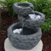 Sunnydaze Decor Sunnydaze Outdoor 3-Tier Chiseled Basin Solar Powered Water Fountain With Battery Backup And Submersible Pump - 22" -Furniture GUEST a90da4f0 9e84 4426 b8c6 af1cfb8fc023