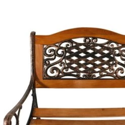 Sunnydaze Decor Sunnydaze 2-Person Ivy Crossweave Design Cast Iron And Wood Frame Outdoor Garden Bench -Furniture GUEST aa1a21eb 8c9f 40b1 a936 f3ff70f3360e