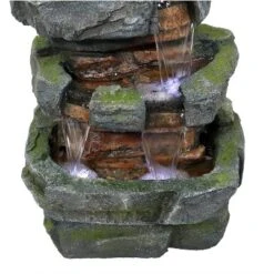 Sunnydaze Decor Sunnydaze 24"H Electric Polyresin And Fiberglass Tiered Stone Waterfall Outdoor Water Fountain With LED Lights -Furniture GUEST aa78bcd0 7b5b 4426 af6e d1b1ead26624