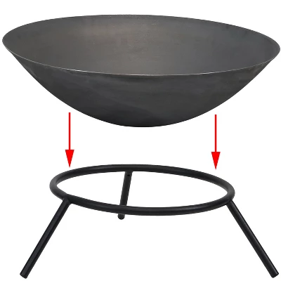 Sunnydaze Decor Sunnydaze Outdoor Camping Or Backyard Cast Iron Round Rustic Raised Fire Pit Bowl With Steel Finish On Stand - 22" 7 Sunnydaze Decor Sunnydaze Outdoor Camping Or Backyard Cast Iron Round Rustic Raised Fire Pit Bowl With Steel Finish On Stand - 22" - Image 5