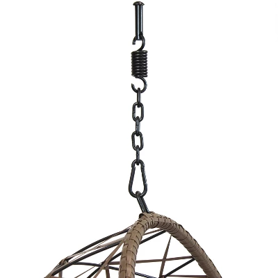 Sunnydaze Decor Sunnydaze Outdoor Resin Wicker Patio Lorelei Hanging Basket Egg Chair Swing With Cushions And Headrest - Beige - 2pc 4 Sunnydaze Decor Sunnydaze Outdoor Resin Wicker Patio Lorelei Hanging Basket Egg Chair Swing With Cushions And Headrest - Beige - 2pc - Image 2