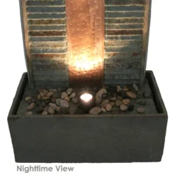 Sunnydaze Decor Sunnydaze 48"H Electric Natural Slate With Copper Accents Rippled Column Outdoor Water Fountain With LED Spotlight 14 Sunnydaze Decor Sunnydaze 48"H Electric Natural Slate With Copper Accents Rippled Column Outdoor Water Fountain With LED Spotlight -Furniture GUEST acc6bc34 8d64 41dc 9073 403f62763a03