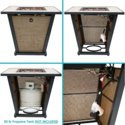 Sunnydaze Decor Sunnydaze Reykir Modern Smokeless Metal Outdoor Fire Pit With Tile Tabletop And Rafa Fabric Sides - 24" H -Furniture GUEST ace8bf2f 0504 43f1 9d34 557a4028d3e4