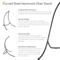 Sunnydaze Decor Sunnydaze Steel Outdoor Hammock Chair Stand With Curved Legs - Black - 84" -Furniture GUEST acf25485 5e33 44b4 80bc 09af697f0f35