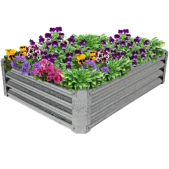 Sunnydaze Decor Sunnydaze Outdoor Lawn And Garden Galvanized Steel Rectangle Raised Vegetable Garden Or Flower Bed Planter Kit - 22" - Silver -Furniture GUEST adbebfac 61e5 4faf b592 9986e3d729b8