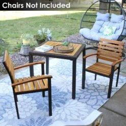 Sunnydaze Decor Sunnydaze Outdoor Acacia Wood And Faux Wicker Resin Patio Dining Table - 31.5" - Brown And Black -Furniture GUEST addf394d aede 4dc3 a1ad f89ec13c5c3e