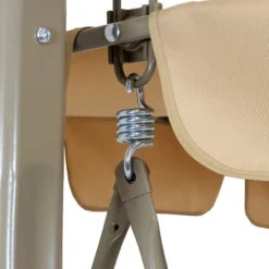 Sunnydaze Decor Sunnydaze Outdoor 3-Person Steel Patio Swing With Adjustable Canopy And Tufted Cushions, Beige -Furniture GUEST ae92f669 794b 43f5 8134 85d28a9c5eca