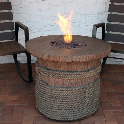 Sunnydaze Decor Sunnydaze Rope And Barrel Design Propane Gas Patio Fire Pit Table Kit With Lava Rocks - 29" Diameter 3 Sunnydaze Decor Sunnydaze Rope And Barrel Design Propane Gas Patio Fire Pit Table Kit With Lava Rocks - 29" Diameter