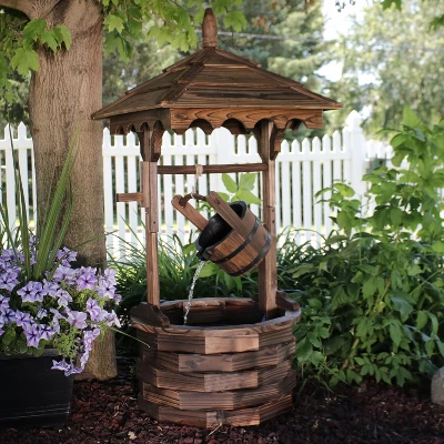 Sunnydaze Decor Sunnydaze 48"H Electric Fir Wood Old-Fashioned Wishing Well Outdoor Water Fountain 3 Sunnydaze Decor Sunnydaze 48"H Electric Fir Wood Old-Fashioned Wishing Well Outdoor Water Fountain
