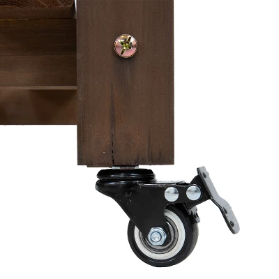 Sunnydaze Decor Sunnydaze Wooden Wheeled Garden Potting Bench With Dry Sink, Storage Shelves, And Tool Hooks - Brown 4 Sunnydaze Decor Sunnydaze Wooden Wheeled Garden Potting Bench With Dry Sink, Storage Shelves, And Tool Hooks - Brown - Image 2