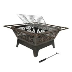 Sunnydaze Decor Sunnydaze Outdoor Camping Or Backyard Steel Northern Galaxy Fire Pit With Cooking Grill Grate, Spark Screen, And Log Poker - 32" -Furniture GUEST b0bb7162 8615 4f72 9485 5d05c612dbfd