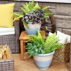 Sunnydaze Decor Sunnydaze Indoor/Outdoor Purlieu Decorative Glazed Ceramic Planters For Greenery Or Flowers - 12"