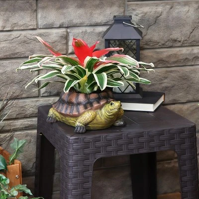 Sunnydaze Decor Sunnydaze Polyresin Teddy The Turtle Decorative Indoor/Outdoor Garden Planter For Patio, Lawn, Porch And Backyard - 11" W - Green And Brown 3 Sunnydaze Decor Sunnydaze Polyresin Teddy The Turtle Decorative Indoor/Outdoor Garden Planter For Patio, Lawn, Porch And Backyard - 11" W - Green And Brown