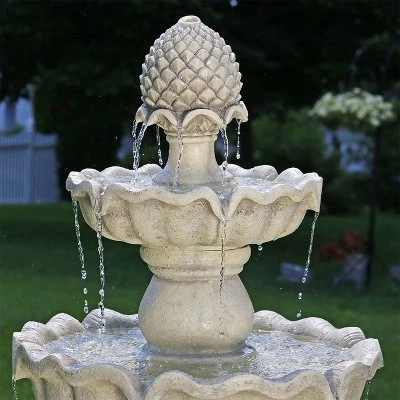 Sunnydaze Decor Sunnydaze 51"H Electric Polyresin And Fiberglass 3-Tier Pineapple Top Outdoor Water Fountain 8 Sunnydaze Decor Sunnydaze 51"H Electric Polyresin And Fiberglass 3-Tier Pineapple Top Outdoor Water Fountain - Image 6