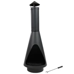 Sunnydaze Decor Sunnydaze Outdoor Backyard Patio Steel Wood-Burning Fire Pit Chiminea With Rain Cap, Wood Grate, And Fire Poker - 56" - Black 10 Sunnydaze Decor Sunnydaze Outdoor Backyard Patio Steel Wood-Burning Fire Pit Chiminea With Rain Cap, Wood Grate, And Fire Poker - 56" - Black -Furniture GUEST b33151aa 4042 46a5 86ba 217003877c8f