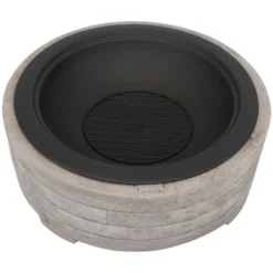 Sunnydaze Decor Sunnydaze Outdoor Large Round Faux Stone Fire Pit With Handles, Log Poker, And Spark Screen - 35" - Gray -Furniture GUEST b3a6212e 004d 432b 9010 3efee53c4d25