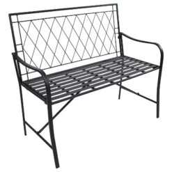 Sunnydaze Decor Sunnydaze Outdoor 2-Person Iron Argyle Diamond Patio Bench - Black 15 Sunnydaze Decor Sunnydaze Outdoor 2-Person Iron Argyle Diamond Patio Bench - Black -Furniture GUEST b3b4fc6a c94b 46f1 85ad 9a5ad79c36f5
