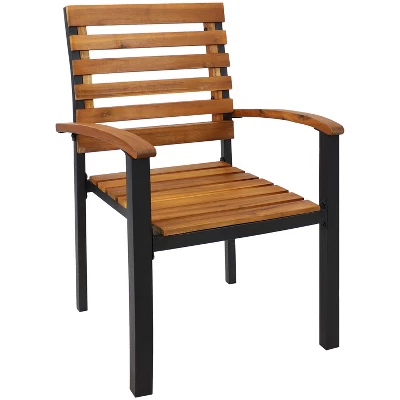 Sunnydaze Decor Sunnydaze 2pk Julian Acacia Wood And Steel Outdoor Patio Arm Chairs 7 Sunnydaze Decor Sunnydaze 2pk Julian Acacia Wood And Steel Outdoor Patio Arm Chairs - Image 5