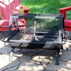 Sunnydaze Decor Sunnydaze Outdoor Camping Or Backyard Rectangular Northland Fire Pit With Cooking Grill Grate, Spark Screen, Log Poker, And Fire Pit Cover - 36" -Furniture GUEST b46de6e0 0a2c 4b31 8095 211b2ff3f3bb