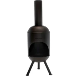 Sunnydaze Decor Sunnydaze Outdoor Backyard Patio Modern Steel Wood-Burning Fire Pit Chiminea With Wood Grate - 5' - Black -Furniture GUEST b530fb61 eae1 479e 9c7d 1a5cbe1f55b2