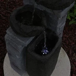 Sunnydaze Decor Sunnydaze Outdoor Polyresin Solar Powered Stone Bowls Water Fountain With LED Lights And Backup Battery - 30" -Furniture GUEST b594a314 8b0c 405b ad76 bf579314a8d7