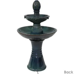 Sunnydaze Decor Sunnydaze 38"H Electric Ceramic 2-Tier Outdoor Water Feature With LED Lights, Green -Furniture GUEST b742baaa c47a 49d7 9c0a 036ea163240d