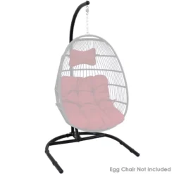 Sunnydaze Decor Sunnydaze Indoor/Outdoor Durable Powder-Coated Steel U-Shaped Hanging Egg Chair Swing Stand - 76" - Black -Furniture GUEST b7587cd0 518e 4bbb 9de3 f08289e6b186