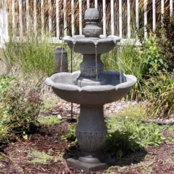 Sunnydaze Decor Sunnydaze 50"H Electric Fiberglass Reinforced Concrete 2-Tier French Garden Design Outdoor Water Fountain, Dusty Gray -Furniture GUEST b7d0d340 7702 48e4 a759 40a007165877