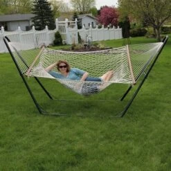 Sunnydaze Decor Sunnydaze Cotton Double Wide 2-Person Rope Hammock With Spreader Bars And Multi-Use Steel Stand - 450 Lb Weight Capacity - White 14 Sunnydaze Decor Sunnydaze Cotton Double Wide 2-Person Rope Hammock With Spreader Bars And Multi-Use Steel Stand - 450 Lb Weight Capacity - White -Furniture GUEST b86d3fb5 b468 44c6 93a5 a1cdc175a7e1