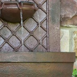 Sunnydaze Decor Sunnydaze 31"H Solar-Powered Polystone Rosette Leaf Outdoor Wall-Mount Fountain -Furniture GUEST b87d03a1 e85d 44e7 9507 9dc57c078a7c