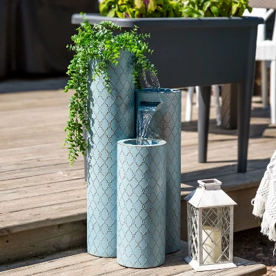 Sunnydaze Decor Sunnydaze Moroccan Trellis 3-Column Modern Outdoor Water Fountain - 27.5" 10 Sunnydaze Decor Sunnydaze Moroccan Trellis 3-Column Modern Outdoor Water Fountain - 27.5" - Image 8