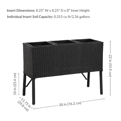 Sunnydaze Decor Sunnydaze 3-Section Wicker Raised Planter Bed For Indoor Or Outdoor Use - Black 13 Sunnydaze Decor Sunnydaze 3-Section Wicker Raised Planter Bed For Indoor Or Outdoor Use - Black - Image 11