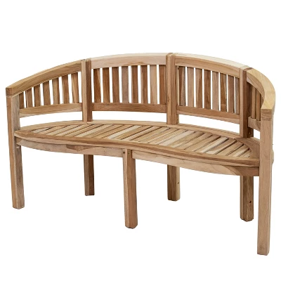 Sunnydaze Decor Sunnydaze 59" Solid Wooden Teak Outdoor Banana Bench With Curved Back 5 Sunnydaze Decor Sunnydaze 59" Solid Wooden Teak Outdoor Banana Bench With Curved Back - Image 3