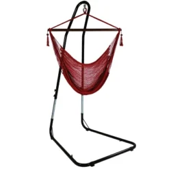 Sunnydaze Decor Sunnydaze Caribbean Style Extra Large Hanging Rope Hammock Chair Swing With Stand - 300 Lb Weight Capacity -Furniture GUEST bb7eeeeb 3005 4981 a980 e648120cab8b