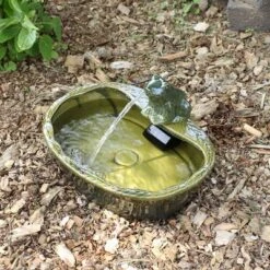 Sunnydaze Decor Sunnydaze Outdoor Solar Powered Ceramic Spitting Frog Water Fountain With Submersible Pump - 7" - Green -Furniture GUEST bbeaebc5 6398 4f1d 943c a4f62339163d