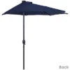 Sunnydaze Decor Sunnydaze Solar Outdoor Half Patio Umbrella With LED Lights And Crank - 9' - Navy Blue