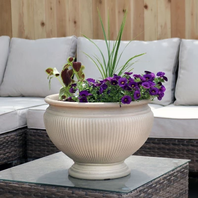 Sunnydaze Decor Sunnydaze Indoor/Outdoor Patio, Garden, Or Porch Weather-Resistant Double-Walled Elizabeth Ribbed Urn Flower Pot Planter - 15" 4 Sunnydaze Decor Sunnydaze Indoor/Outdoor Patio, Garden, Or Porch Weather-Resistant Double-Walled Elizabeth Ribbed Urn Flower Pot Planter - 15" - Image 2