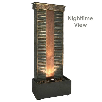 Sunnydaze Decor Sunnydaze 48"H Electric Natural Slate With Copper Accents Rippled Column Outdoor Water Fountain With LED Spotlight 7 Sunnydaze Decor Sunnydaze 48"H Electric Natural Slate With Copper Accents Rippled Column Outdoor Water Fountain With LED Spotlight - Image 5