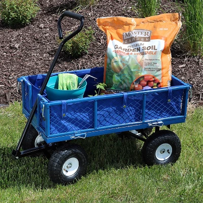 Sunnydaze Decor Sunnydaze Outdoor Lawn And Garden Heavy-Duty Steel Utility Cart With Removable Sides And Weather-Resistant Polyester Liner 4 Sunnydaze Decor Sunnydaze Outdoor Lawn And Garden Heavy-Duty Steel Utility Cart With Removable Sides And Weather-Resistant Polyester Liner - Image 2