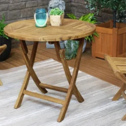 Sunnydaze Decor Sunnydaze Outdoor Solid Teak Wood With Light Stained Finish Round Patio Dining Table - Light Brown -Furniture GUEST be2ae43c 4888 4996 bc02 aa745e36d3f3