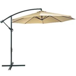 Sunnydaze Decor Sunnydaze Outdoor Steel Offset Cantilever Pool Patio Umbrella With Crank And Cross Base - 10' -Furniture GUEST be5bad89 8429 446c a742 78f99eab9b54