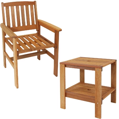 Sunnydaze Decor Sunnydaze Outdoor Meranti Wood With Teak Oil Finish Patio Table And Chairs Conversation Set - Brown - 3pc 4 Sunnydaze Decor Sunnydaze Outdoor Meranti Wood With Teak Oil Finish Patio Table And Chairs Conversation Set - Brown - 3pc - Image 2