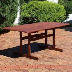 Sunnydaze Decor Sunnydaze Outdoor Meranti Wood With Teak Oil Finish Family Rectangular Patio Dining Table - 6' - Brown