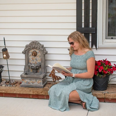 Sunnydaze Decor Sunnydaze Enchanting Estate Polyresin Flat Back Floor Outdoor Wall Fountain For The Patio, Deck, Or Yard - 27" - Gray 7 Sunnydaze Decor Sunnydaze Enchanting Estate Polyresin Flat Back Floor Outdoor Wall Fountain For The Patio, Deck, Or Yard - 27" - Gray - Image 5