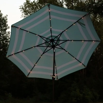 Sunnydaze Decor Sunnydaze Outdoor Aluminum Patio Umbrella With Solar LED Lights, Tilt, And Crank - 9' 8 Sunnydaze Decor Sunnydaze Outdoor Aluminum Patio Umbrella With Solar LED Lights, Tilt, And Crank - 9' - Image 6
