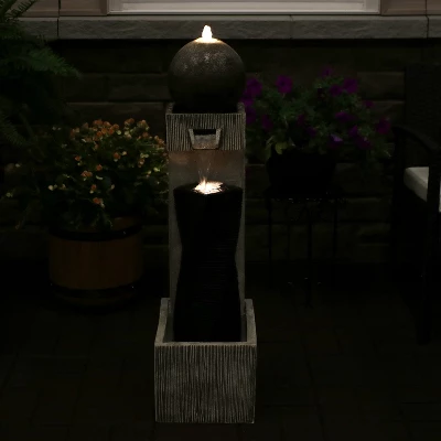 Sunnydaze Decor Sunnydaze 35"H Electric Polyresin Modern Artistry Column Outdoor Water Fountain With LED Lights 11 Sunnydaze Decor Sunnydaze 35"H Electric Polyresin Modern Artistry Column Outdoor Water Fountain With LED Lights - Image 9