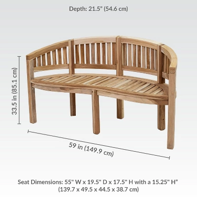 Sunnydaze Decor Sunnydaze 59" Solid Wooden Teak Outdoor Banana Bench With Curved Back 12 Sunnydaze Decor Sunnydaze 59" Solid Wooden Teak Outdoor Banana Bench With Curved Back - Image 10
